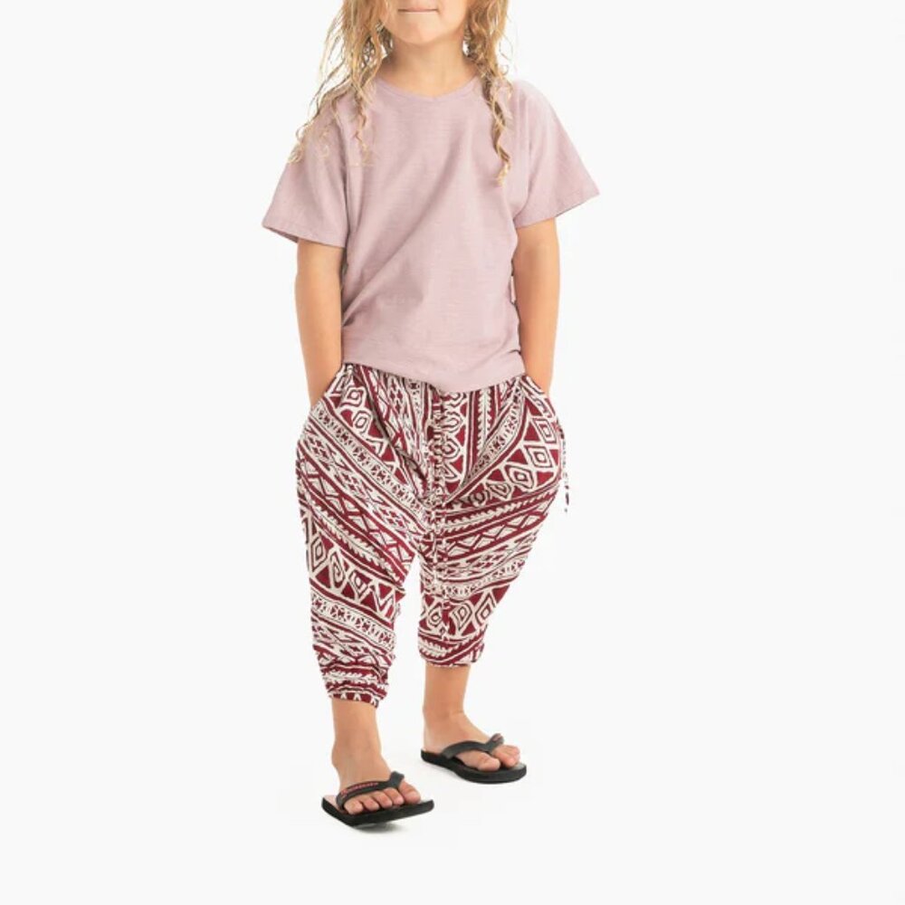 Kids Tribal Harem Pant Cotton Unisex Travel Boho Red Triangle Tribal Pants